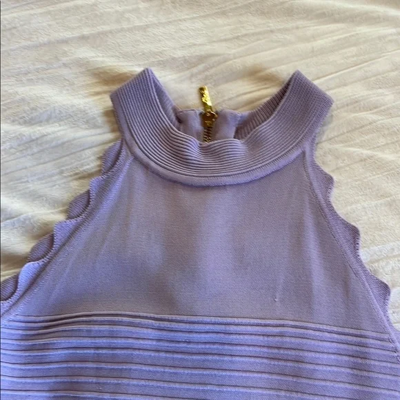 Lavender Ribbed Mock Neck Sleeveless Dress - Picture 5 of 5